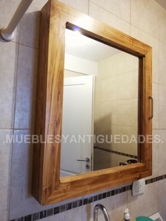 Botiquín organizador para baño en madera maciza con espejo 0,80 x 0,70 mts (EM109M) - tienda online