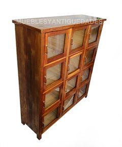 Fideera antigua con 12 puertas con vidrio en pinotea (FI107A) - Muebles y Antiguedades - Argentina