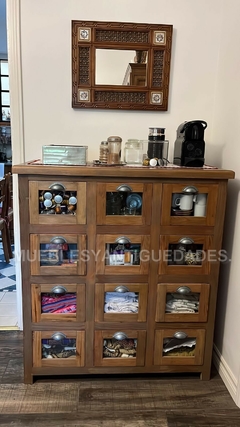 Fideera estilo antiguo en pinotea reciclada con 12 cajones (FI112A) - comprar online