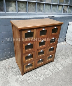 Fideera estilo antiguo en pinotea reciclada con 12 cajones (FI112A) - Muebles y Antiguedades - Argentina