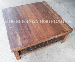 Mesa ratona en pinotea con estante revistero (MR111A)