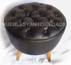 Banqueta Puff redondo capitoné chico tapizado en pana cuero vinílico ecocuero cuerina (PC101M) en internet
