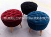Banqueta Puff redondo capitoné chico tapizado en pana cuero vinílico ecocuero cuerina (PC101M)