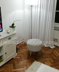 Banqueta Puff redondo capitoné chico tapizado en pana cuero vinílico ecocuero cuerina (PC101M) - Muebles y Antiguedades - Argentina
