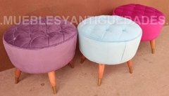 Banqueta Puff redondo capitoné chico tapizado en pana cuero vinílico ecocuero cuerina (PC101M) - comprar online