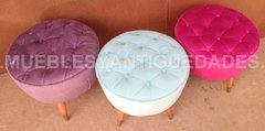 Banqueta Puff redondo capitoné chico tapizado en pana cuero vinílico ecocuero cuerina (PC101M) en internet