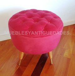 Puff redondo capitoné tapizado en pana o vinílico (PC101M) - comprar online