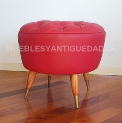Puff redondo capitoné tapizado en pana o vinílico (PC101M) - Muebles y Antiguedades - Argentina