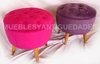 Banqueta Puff redondo capitoné chico tapizado en pana cuero vinílico ecocuero cuerina con botinero / espacio guardaobjetos y tapa (PC102M)