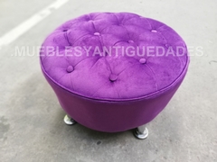 Puff redondo capitoné con patas metal macizo pulido (PC103M) en internet