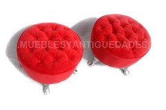Puff redondo capitoné con patas metal macizo pulido (PC103M) - comprar online