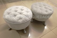 Puff redondo capitoné con patas metal macizo pulido (PC103M) - comprar online