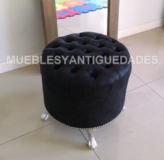 Puff redondo capitoné tapizado en pana o vinílico (PC105M) - comprar online