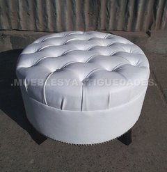 Banqueta Puff redondo capitoné tapizado en pana cuero vinílico ecocuero cuerina (PG101M)