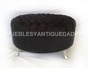 Banqueta Puff redondo capitoné con patas de metal tapizado en pana cuero vinílico ecocuero cuerina (PG104M)