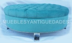 Banqueta Puff redondo capitoné con patas de metal tapizado en pana cuero vinílico ecocuero cuerina colores a elección (PG104M) en internet