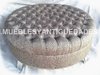 Banqueta Puff redondo capitoné con patas de metal tapizado en tela entramada (PG105M)