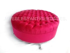 Puff redondo capitoné pana o vinílico y patas metal (PG107M) en internet