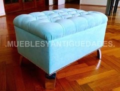 Banqueta Puff capitoné rectangular con patas de metal tapizado en pana cuero vinílico ecocuero cuerina (PR101M) - comprar online