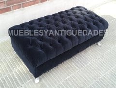 Banqueta Puff capitoné rectangular con patas de metal tapizado en pana cuero vinílico ecocuero cuerina (PR102M) - Muebles y Antiguedades - Argentina