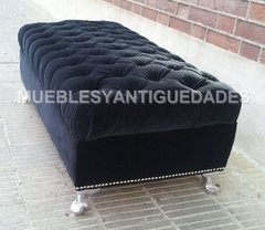 Imagen de Banqueta Puff capitoné rectangular con patas de metal tapizado en pana cuero vinílico ecocuero cuerina (PR102M)