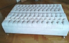 Banqueta Puff capitoné rectangular con patas de metal tapizado en pana cuero vinílico ecocuero cuerina (PR103M) - comprar online