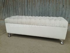 Puff capitoné rectangular pana vinílico patas metal (PR104M) - tienda online