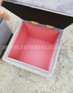 Puff banqueta cuadrado capitoné con botinero en pana o cuero vinílico (PR105M) - comprar online