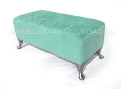 Puff banqueta rectangular capitoné pana vinílico patas metal (PR106M) - tienda online