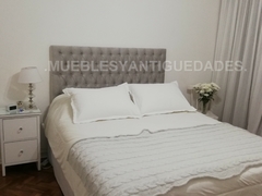 Respaldo de cama de 2 plazas capitoné tapizado en pana (RE101M)