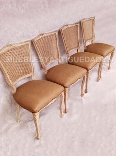 Silla estilo francés esterilla madera de guindo (SI102M) - tienda online