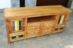 Mueble de diseño para TV audio video realizado en madera maciza reciclada (TV103M) en internet