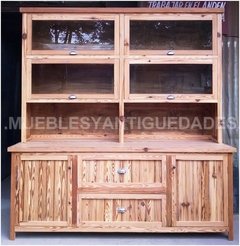Vajillero / biblioteca en pinotea antigua reciclada (VJ101A)
