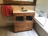 Vanitory con base de pinotea y tapa de mármol beige (VA107M)