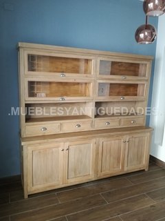 Vajillero biblioteca en pinotea antigua reciclada patinado (VJ102A) - comprar online