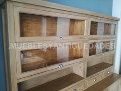 Vajillero biblioteca en pinotea antigua reciclada patinado (VJ102A) - tienda online