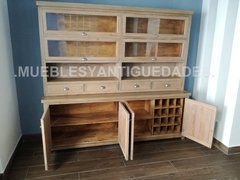 Vajillero biblioteca en pinotea antigua reciclada patinado (VJ102A)