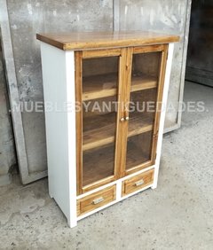 Vajillero biblioteca vintage en madera maciza (VJ103A)
