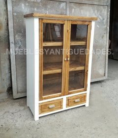 Vajillero biblioteca vintage en madera maciza (VJ103A) - comprar online