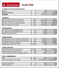 Caldera Dual Ariston Clas One 24kcal Condensacion - cocinasonline