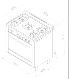 Cocina Hotpoint Multigas Hp35416 90cm Acero inoxidable Encendido Electrico - comprar online