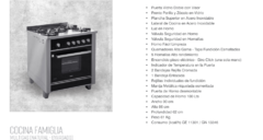 cocina LLANOS FAMIGLIA 90 CM GAS Vidrio Negro - cocinasonline