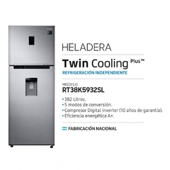 HELADERA SAMSUNG RT38 SILVER Twin Cooling Plus™, 382 L - cocinasonline
