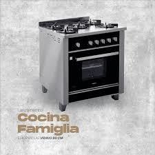 cocina LLANOS FAMIGLIA 90 CM GAS Vidrio Negro - comprar online