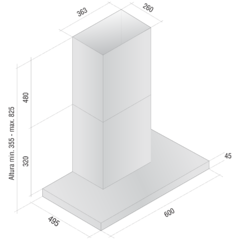 Extractor purificador de cocina Llanos Pulsante Leptos ac. inox. de pared 900mm x 45mm x 495mm acero 220V - comprar online