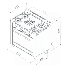 Cocina Hotpoint Hp35417 90cm Con Visor Gas Natural - comprar online
