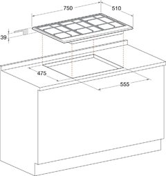 Ariston Anafe a Gas PCN 761 75 Cm 6 Hornallas - comprar online