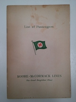 ANTIGUA LISTA DE PASAJEROS, MOORE - MCCORMACK LINES 1956 (USADO)