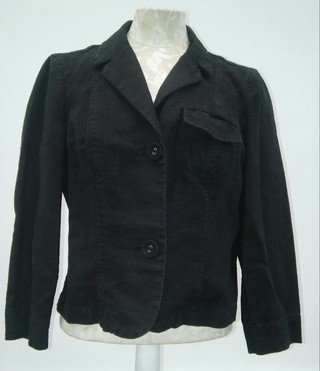 SACO BLAZER MUJER GAP MANGA ¾ DE LINO NEGRO TALLE S (USADO)