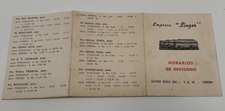 ANTIGUO FOLLETO DE HORARIOS DE LA EMPRESA MICROS “SINGER”